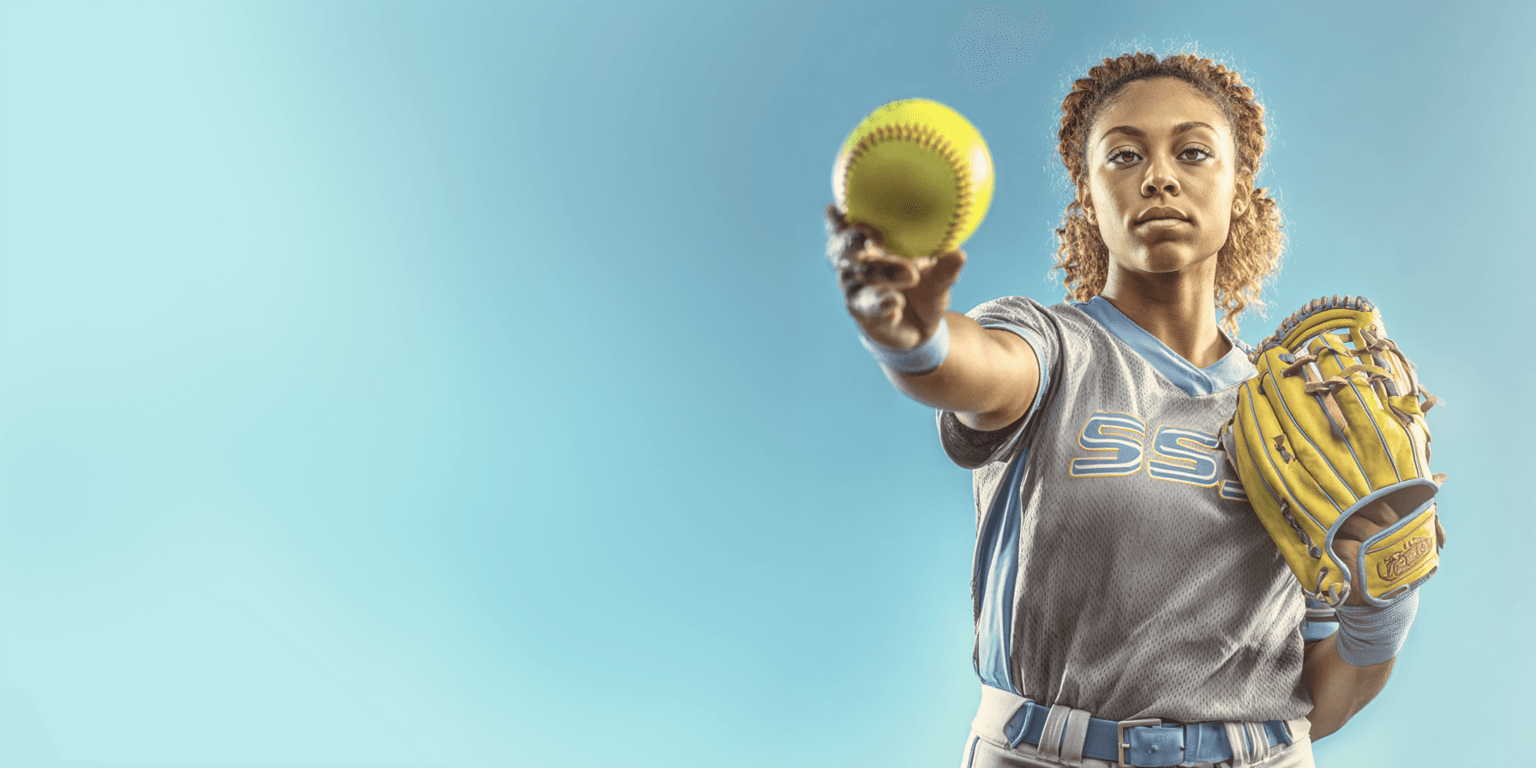 Softball player ready to make a play